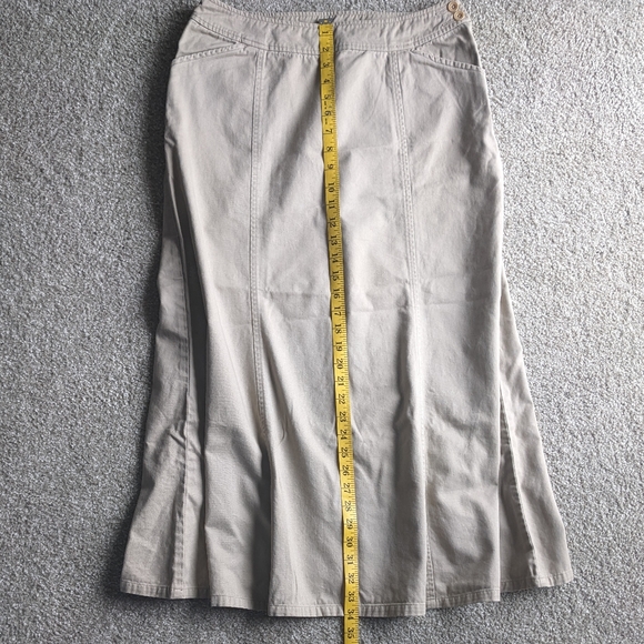 Pendleton 100% cotton tan full length a-line skirt pockets zip side button - Picture 12 of 12